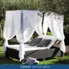 Terraza de Villa Casual Cama Sofá Resistente a la Lluvia y al Sol Silla de Mimbre para Sala de Estar Hotel B&B con Cortina de Gasa Cama Sofá