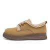 Sapatos de Algodão com Forro de Lã Augu Shiden para Mulheres 2026 Outono e Inverno Novo Estilo Mocassins Slip-On Sapatos Pequenos de Couro Mules de Lã de Cordeiro