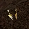 Pá de Ouro Original Zircônia Micro-Pavimentada Espessa Banhada a Ouro 18K Real Cor Duradoura Design de Nicho Luxo Acessível Brincos Simples Brincos para Mulheres