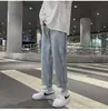 Calça jeans reta transfronteiriça para homens, marca da moda, calça casual solta para primavera e outono, calça comprida, calça de perna larga versátil para homens, algodão no atacado
