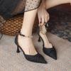 Elegante Nicho Francés 3cm Tacón Bajo Stiletto Dama de Honor Tacones Altos Zapatos de Vestir Estilo Hada de Perlas Tacón Pequeño Combinable