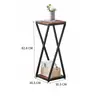 Estante para Plantas de 2 Niveles Sala de Estar de Pie Interior Cuadrado Hierro Forjado Estante de Almacenamiento Mesa Auxiliar Pequeña Mesa Lateral de Esquina Estante de Almacenamiento