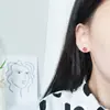 Pendientes de plata de ley 925 con cristales de fresa para mujer, estilo coreano, mini pendientes de cristal rosa, joyería de plata combinable.