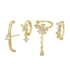 Pendientes de Mariposa y Flor de Zirconia Estilo Europeo y Americano Transfronterizos para Mujer, Clips para Oreja de Moda y Únicos sin Perforación al por Mayor