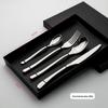 Talheres Ocidentais de Aço Inoxidável Espessado French Moonlight Faca de Bife, Garfo e Colher Jogo Suprimentos para Hotel Colher de Sobremesa Garfo