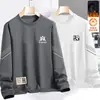 Sudadera de otoño e invierno para hombre, corte holgado, forro polar, sin capucha, cuello redondo, camiseta de manga larga, talla grande, moderna, versátil y cómoda