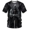 Camiseta Masculina Roupa 3D Estampa de Caveira Retrô Camiseta Verão Manga Curta Hip Hop Gola O Super Grande Camiseta Mais Vendida