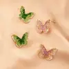 Pendientes de Mariposa de Cristal Verde Degradado Moda Sentido Avanzado Nicho Únicos Frescos Mismos Pendientes que Zhao Lusi