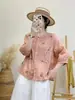 Camisa de Algodón Artística para Mujer, Nuevo Estilo de Verano, Cuello Redondo, Color Sólido, Versátil, Top de Media Manga, Estilo Delgado, Camisa con Bordado Pesado
