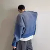 Suéter pesado de doble botonadura estilo americano para hombre, tejido transpirable y de corte holgado para otoño, cárdigan abierto de moda y casual