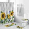 Cortina de Chuveiro Impermeável com Estampa Digital de Girassol 100% Poliéster Personalizada Cortina para Banheiro Fornecedor Atacadista Fabricante