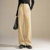 Calça Feminina de Lã Tencel Qualidade de Loja Moda Calça de Perna Larga Solta Cintura Alta Calça Afina Idade