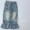 Pantalones Vaqueros Rectos con Volantes Estilo Coreano para Niñas 2026 Pantalones Casuales de Campana