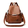 Mochila de Cuero PU Suave de Nuevo Estilo Transfronteriza para Mujer, Bolsa de Viaje de Gran Capacidad, Mochila Casual Simple, Venta al por Mayor de Fabricante