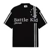 Camiseta Casual de Manga Corta con Rayas y Letra Estrella para Hombre, Verano Hip-Hop Trendy Ins Holgada Cuello Redondo Top de Algodón Puro