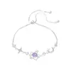 Pulsera Versátil de Zirconia con Estrella, Luna y Corte Rosa, Estilo Ins de Lujo Sencillo, Exquisita y de Alto Nivel, Temperamento Dulce