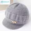 Moda de invierno gorro de lana grueso y cálido con forro polar para ancianos para mujeres, mamá, sombrero para mediana edad y ancianos