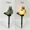 Luz de jardim de animal de resina solar transfronteiriça coelho artesanato luz decorativa coruja jardim gramado estaca de chão luz