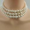 Gargantilla de perlas grandes, estilo retro, exagerada, con cadena de clavícula y temperamento multicapa, estilo transfronterizo europeo y americano para mujer