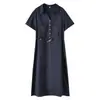 Vestido Curto de Manga Curta Lyocell Tencel Gola V Estilo Roupa de Trabalho 2026 Verão Tamanho Plus Size com Cinto e Ajuste na Cintura 244882