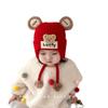 Chapéu de bebê Chapéu de lã de inverno Bonito quente engrossado Pulôver Orelha Chapéu Bebê Vermelho Festivo Ano Novo Chapéu