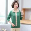 Camiseta Básica Feminina de Meia-Idade 2023 Novo Estilo Roupa de Mãe Gola Pontuda Outono Manga Longa Top de Tricô Estilo Versátil da Moda