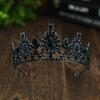 Corona para el Cabello Nupcial Europeo y Americano Tocado Cruzado de Venta Caliente Transfronteriza Cumpleaños Pedrería Corona Oscura Disfraz de Halloween Accesorios Barrocos