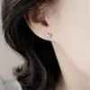 Brincos de Tarraxa S999 Prata Pura Brilhantes com Letra H Cheia de Diamantes para Mulheres, Delicados e Compactos com um Toque de Luxo, Joias de Orelha com Fecho de Rosca para Cuidados com a Orelha