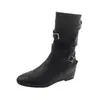 Botas Apiladas de Pliegues Retro para Mujer 2026 Otoño/Invierno Nuevo Estilo Aumentadoras de Altura Interior Botas Vaqueras Occidentales Más Vendidas Botas Cortas de Caballero a Media Pantorrilla
