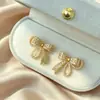 Brincos de Tarraxa com Pérolas Xiaomi Laço Francês Design de Nicho Sensação de Alto Padrão Brincos Modernos Versáteis para o Dia a Dia Ear Cuff para Orelhas Não Perfuradas