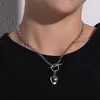Collar de Cadena Apilada Doble Capa con Corazón Cruzado Simple Europeo y Americano Joyería para Mujeres Estilo Harajuku Hip-Hop Collar de Corazón de Melocotón