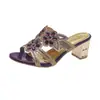 Zapatos de moda tipo "mom" europeos y americanos, pantuflas sexys de tacón alto con pedrería para mujer, sandalias de tacón medio grueso para exteriores para mujer en verano