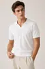 Camisa Polo de Punto con Cuello de Gaviota para Hombre, Camiseta de Verano Delgada de Seda de Hielo de Manga Corta, Corte Holgado, Adelgazante, Top Versátil