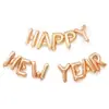 Decoración de reunión anual de Año Nuevo 16 pulgadas Feliz Año Nuevo Feliz Año Nuevo Letra Película de Aluminio Globo Traje