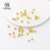 Contas Redondas Conservadoras de Cor Contas de Ouro 18K Contas Espaçadoras Banhadas a Ouro Banhadas a Ouro Real Superfície Lisa Furo Reto Pequenas Contas de Ouro Acessórios para Joias DIY Contas Atacado