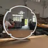 Espelho Prateado Antiembaçante Redondo Estrutura de Aço Inoxidável Vidro Ultra-Branco Escandinavo Espelho Inteligente Luz LED Emissora de Luz Desembaçante Logotipo Espelho Pequeno