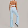 Conjunto de Ropa de Yoga Ajustado Cruzado con Cuello Halter, Transpirable y de Secado Rápido, Conjunto Deportivo Casual Cruzado 5423+9089
