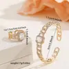 Pulsera Abierta Estilo Cadena de Comercio Exterior con Piedra Principal de Circonita Cuadrada, Anillo Dorado y Plateado, Modelo de Suministro de Exportación, Suministro Directo del Fabricante, Venta al por Mayor