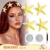 Clip para el Cabello de Estrella de Mar con Brillo de Gel de Sirena Transfronterizo Set de Decoración Facial y Capilar para Vacaciones en la Costa