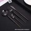 Juego de Cubiertos de Acero Inoxidable 410 Personalizado, Mango Plano, Vajilla Portuguesa, Cuchillo para Filete Occidental, Tenedor y Cuchara para Postre y Ensalada