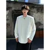 Moletom bonito de celebridade da internet para homens, estilo primavera e outono, gola redonda, roupas masculinas, novo estilo Hua Mian 2024, manga longa, roupas masculinas de peça falsa dupla para homens