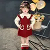 2026 Novo Estilo Outono Vestido Falso Duas Peças Meninas Pelo de Coelho Vestido Formal Infantil Bebê Roupas Infantis Dropshipping Tendência