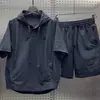 Nova Marca Moderna Moda Casual Conjunto de Verão Masculino e Feminino Simples Versátil Fino Respirável Camiseta e Shorts Conjunto de Duas Peças
