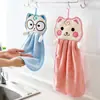 Utensílios de Cozinha Toalha de Mão em Fleece de Coral Pendurada Desenho Animado Super Absorvente Não Fofa Toalha Grossa para Mulheres