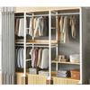 Armario Simple para Uso Doméstico en el Dormitorio, Armario de Tela con Combinación de Acero y Madera, Armario Colgante de Metal, Armario Colgante Completo Moderno para Habitación de Alquiler