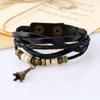 Pulseira de Couro Genuíno Punk Nova Tecida Vintage Pingente de Torre Pulseira de Couro de Vaca Joia para Estudante Pulseira de Couro Genuíno Feminina Europeia e Americana