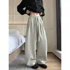 2026 Nuevo Diseño Original Pantalones Deportivos de Pierna Ancha para Hombre con Cordón y Cintas, Hendidura Central Tridimensional, Corte Holgado, Pantalones Rectos Casuales con Caída