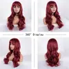 Peluca Roja Vino Estilo Barbie de Ola Grande Transfronteriza Europea y Americana, Peluca Roja de Cabeza Completa