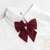 Vermelho vinho Gravata JK Laço Grande Pena Raiz Gravata Uniforme Japonês Uniforme Escolar Camisa Combina com Tudo Gravata da Moda Mulher Cor Sólida