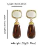 E15363 Pendientes Geométricos Maillard Otoño/Invierno para Mujer, Lujo Ligero, Nicho, Versátiles, Elegantes Pendientes de Botón de Acrílico